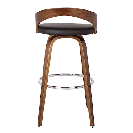 31 X 19 X 19 In. 26 In. Sonia Counter Height Barstool, Walnut Wood With Brown Faux Leather